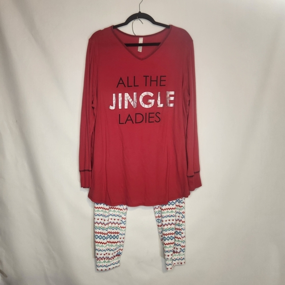 Cacique Other - Cacique Pajama Set with Festive Print Large Christmas 15/16